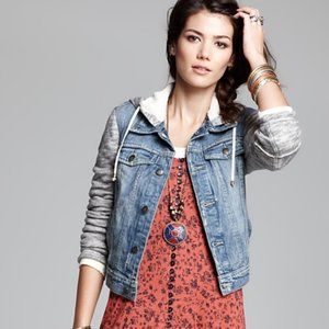 Free People Knit Hooded Denim Jacket